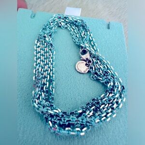 NEW Tiffany & Co 30 inch Blue Enamel Coated Sparkle necklace 2.5 mm